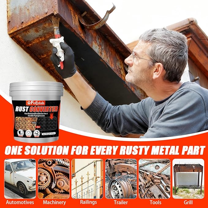2-in-1 Rust Converter & Metal Primer, 141oz Rust Reformer Paint for Metal, Automotive Rust Remover, UV & Heat Resistant Anti-Corrosion Coating, Industrial-Grade Water-Based Rust Inhibitor