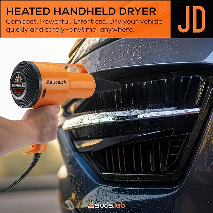 Suds Lab JD Jet Dry Car Drying Blower with 2 Nozzles & 20 ft Power Cord – 1.5 HP Powerful & Compact Car Dryer Air Blower for Removing Water, Dust & Debris