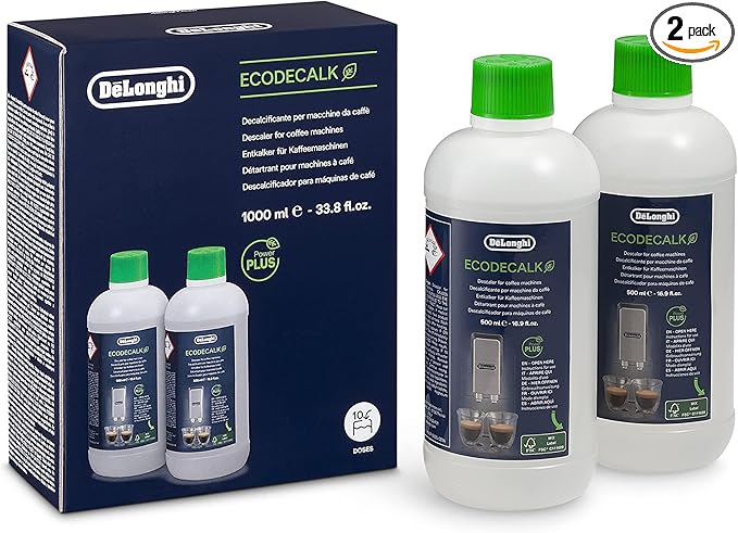 De'Longhi EcoDecalk Descaler 2-Pack, Eco-Friendly Universal Descaling Solution for Coffee & Espresso Machines, 33.8 oz (10 uses)