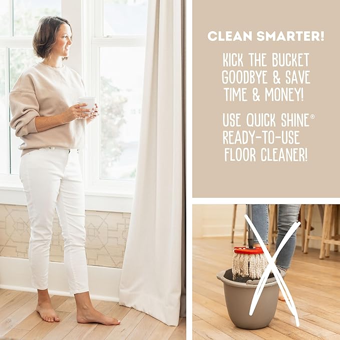Quick Shine Hardwood Floor Cleaner 27oz| Use in Spray & Vac Mops| Removes Dirt & Scuff Marks| Ready-to-Use, Streak Free, No Rinse| Safer Choice Cleaner| Perfect for Gentle and Effective Cleaning
