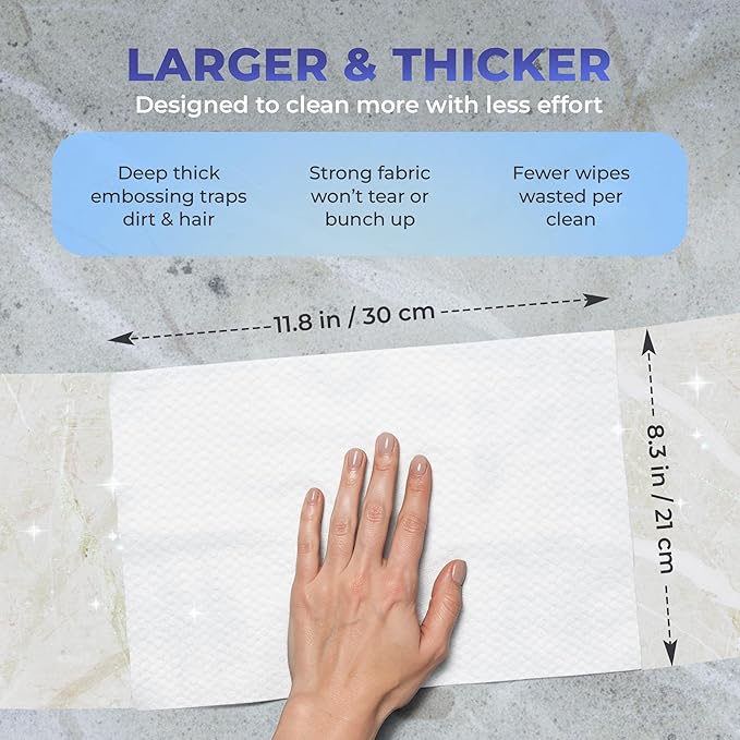 Baking Soda Cleaning Wipes - Wet Floor Mopping Replacement Pad Refills Compatible with Swiffer Sweeper Mop - Larger & Thicker Disposable Cloths for Multi-Surfaces - 30 Count (Pack of 9)