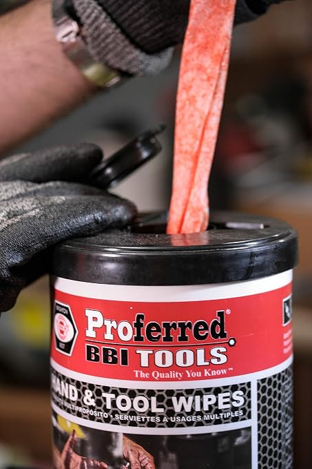 T99001 PROFERRED Hand and Tool Wipes, Heavy Duty Tool Cleaning Wipes, Hand Cleaning Wipes, Degreasing, Waterless Hand Cleaner, Dual Surface, Work Surface Wipes,82 Count (Pack of 1) | Degreasing Waterless Hand & Work Surface Cleaner, Dual Surface Indust...