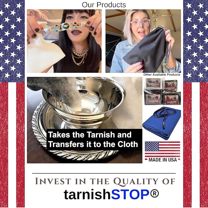 USA Made | T-STOP | Luxury Anti-Tarnish Bag for Silver Storage | Patented Proven Protection | Large 28"x28" | Royal Blue
