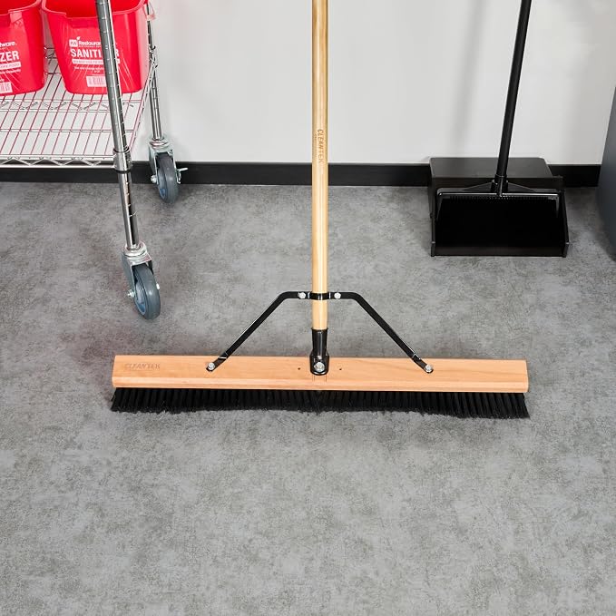 Restaurantware-BROOM HEAD ONLY: Clean Tek Professional 30-Inch Broom Head, 1 Heavy-Duty Push Cleaning Tool - Handle And Brace Sold Separately, Fine Plastic Bristles, Wooden, Commercial Use