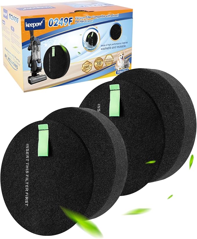 KEEPOW 3774F Vacuum Filters Compatible with Bissell 3774F 39883 3418 3415 3402 3404 3774 3774G 3775 3409 Pet Hair Eraser and PowerLifte Upright Vacuums, Part # 1635630 & 1635629, 2 Pack