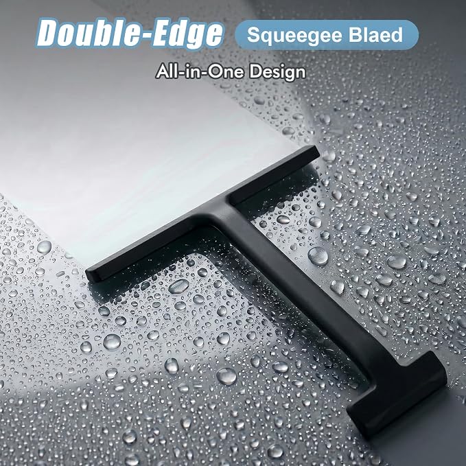 Shower Squeegee for Glass Doors,8.6Inch All-One-Piece Silicone Squeegee for Shower Glass with Mobile Hook,Household Window Mirror Squeegee,for Cleaner Bathroom, Window,Glass, Kitchen, Tile Wall, Car