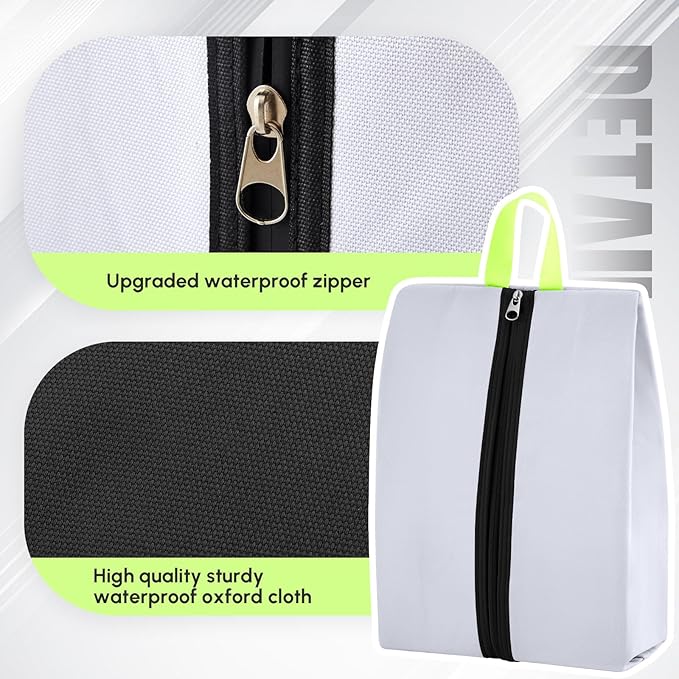 2 Pcs 2 Pack 4 Layer Smell Proof Cleat Bag Fits up to Size 14, Odor & Mud Resistant Cleat Storage, Waterproof, Fits Soccer, Football, Baseball & Golf Shoes (Black,White)
