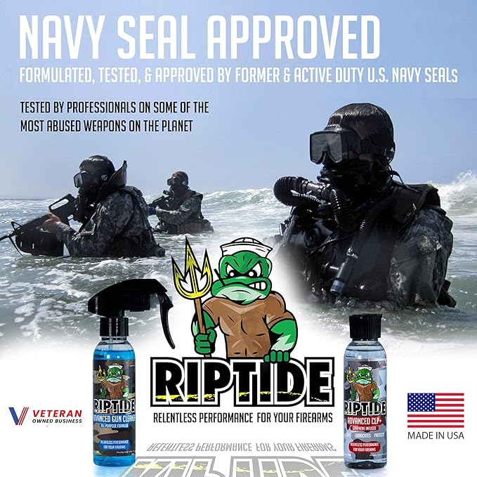 Riptide Armory Advanced Gun Cleaner & CLP+ Graphene 2 Step Kit - Clean, Lube, Protect Long-Lasting Formula - Nano Coat Technology - Veteran Founded & Formulated by Former US Navy Seal