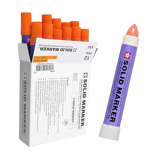 Sakura Solid Paint Markers - Permanent Marker Pens - Window, Wood & Glass Marker - Orange Paint - 12 Pack