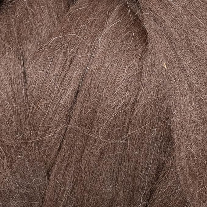 Llama Wool roving (Similar to Alpaca), 1 lb. Best for Needle Felting, handcrafts and Spinning. Natural Colours, un-Dyed. (Brown PM, 1lb)
