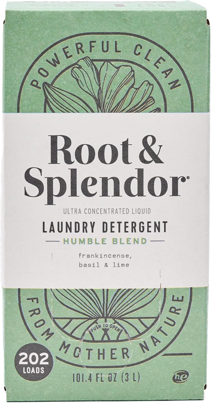 Root & Splendor Ultra Concentrated Non Toxic Laundry Detergent Liquid - Plant Based & Eco Friendly Enzymatic Laundry Soap, Humble Scent, 3 Liter, 202 Loads