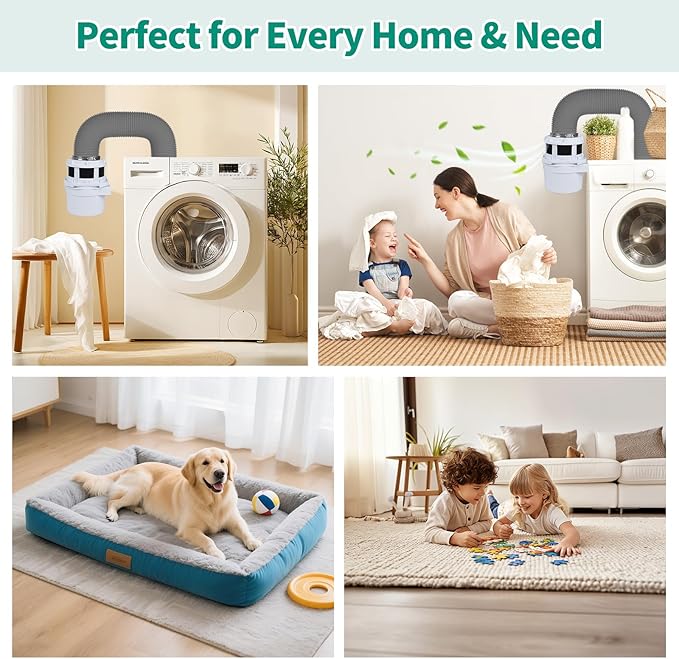 2026 Exclusive 3-in-1 Indoor Dryer Vent Kit - Dryer Lint Catcher Box Water Filter Bucket - Indoor Dryer Lint Trap for Electric Dryer for Apartment (White Dryer Vent Box with Gray Hose)