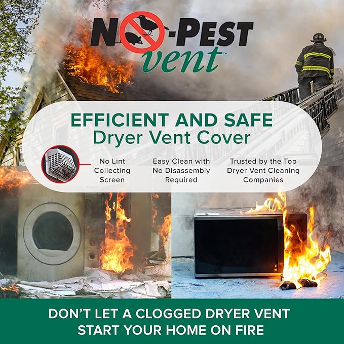 NO-PEST VENT, Exclusive Dual Door Dryer Vent Cover Outdoor 4 inch or Bathroom fan, Made in USA w Highest UV Resistant Plastic in any Outdoor Vent Cover (White, 4 inch With 12" Duct Tube)