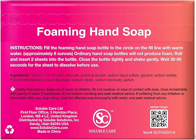 Foaming Hand Soap Dissolvable Sheet Starter Kit | Includes 8 oz. Foaming Dispenser & 4 Full Bottle Refills - Sustainable, Earth-Friendly Cleaning Solution - Coconut Scent