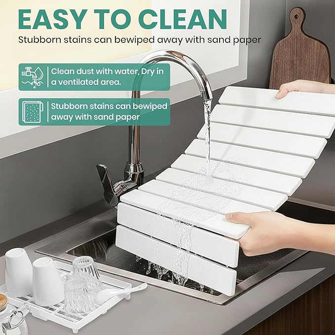 Stone Dish Drying Mat for Kitchen Counter - 23x15 Large Quick Dry Stone Mat Kitchen, Absorbent Diatomaceous Earth Kitchen Drying Mats for Countertops, Fast Drying Stone Sink Mat for Dishes and Cups