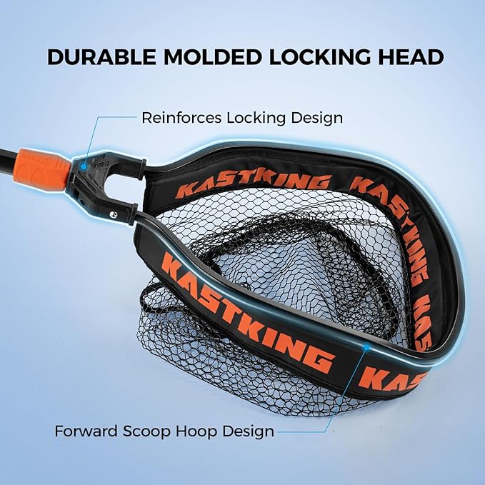 KastKing Titanet Fishing Net, Durable Aluminum Handle, Non-Slip Hi-Vis Grip, Compact Bag & Lanyard, Ideal for Kayak, Lake, Fly, or River Fishing, 2 Net Options
