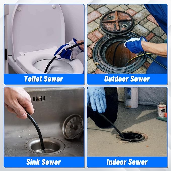 Sewer Jetter Kit 100FT for Pressure Washer 5800PSI Drain Cleaner Hose 1/4" NPT Corner Rotating and Button Hose Sewer Jetting Nozzle Waterproof Tape Pearl Corsage Pin with 2 Spanner