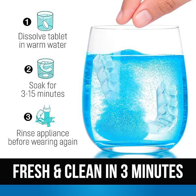 ZENGATE Retainer Cleaner Tablets - Quick 3-Minute Clean for Dentures, Mouth Guards, Aligners, and Night Guards - 120 Dental Cleansing Tablets - FSA HSA Approved Dental Appliance Cleanser