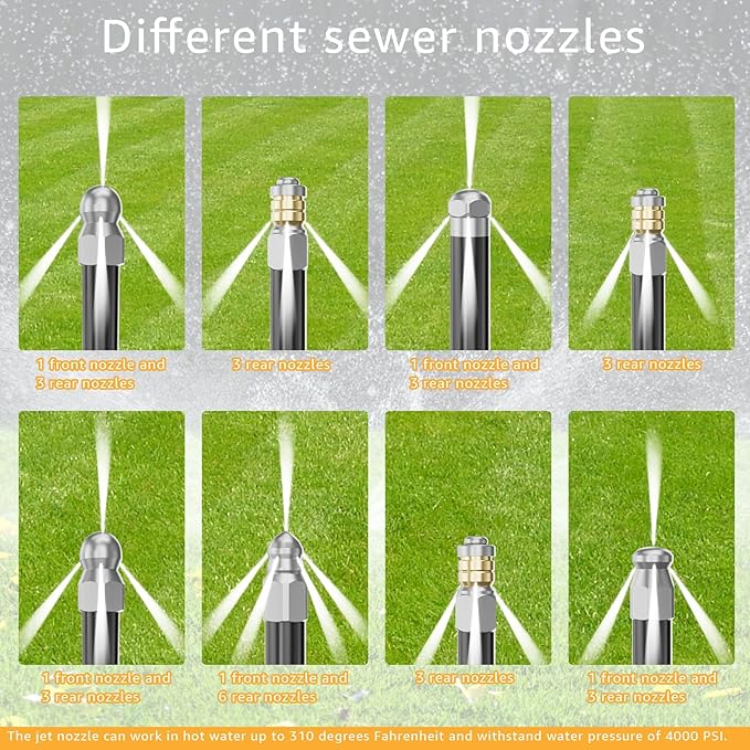 Jetter Heads Kit (Pack of 10) Jetter Nozzle Kit Rotating Button Drain Cleaning Nozzle Tips for Pressure Washer Sewer Jetter Kit Stainless Steel Pressure 5000 PSI