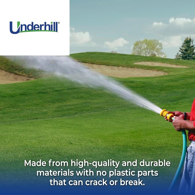 Underhill Magnum Garden Water Hose Nozzle, Sprayer, 37 GPM 80 PSI, 3/4-Inch Thread Inlet, Jet, Soak, Fan, Metal and Rubber, Adjustable, NG450