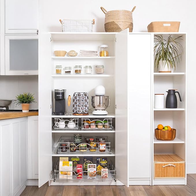 HOLDN’ STORAGE Pull Out Cabinet Organizer, Slide Out Drawer for Kitchen Cabinets & Pantry, Roll Out Shelf for Pots, Pans & Under Sink Storage, Heavy-Duty Full-Extension, 20"W x 21"D x 5"H
