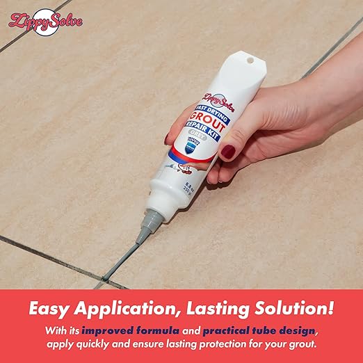 ZippySolve Tile Grout, Repair Kit, Restore & Renew Tile Joints Line, Fast Drying Tile Grout Paint Squeeze Tube for Bathroom Shower Kitchen Floor, Waterproof (50 Pack 8.8 oz Each, Grey)