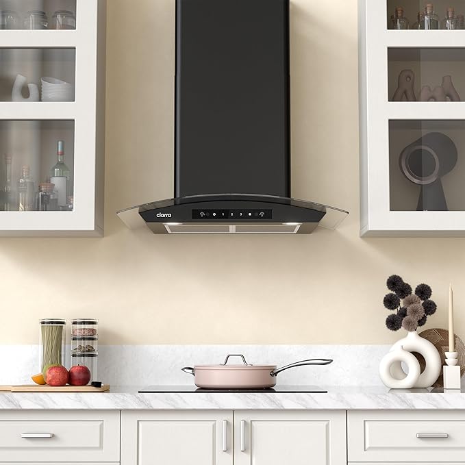 CIARRA Black Range Hood 30 inch 650 CFM Gesture & Touch Control Stove Vent Hood for Kitchen with 2 Level LED Light, 3 Speed Exhaust Fan, Ducted Ductless Mode, Easy to Install