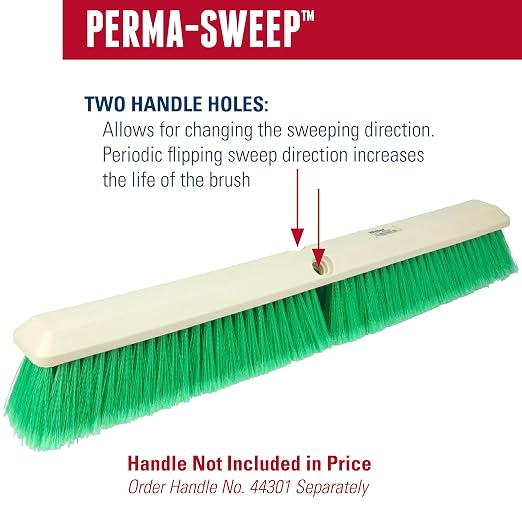 Weiler 42163 Perma-Sweep 18" Block Size, 3" Trim Length, Flagged Green Polystyrene Fill, Fine Sweeping Floor Brush