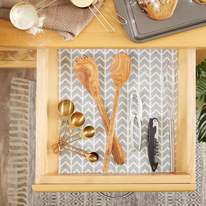 DII Fridge & Shelf Liner Collection Non-Adhesive, Cut to fit, Machine Washable, 12x20, Gray Herringbone, 2 Piece