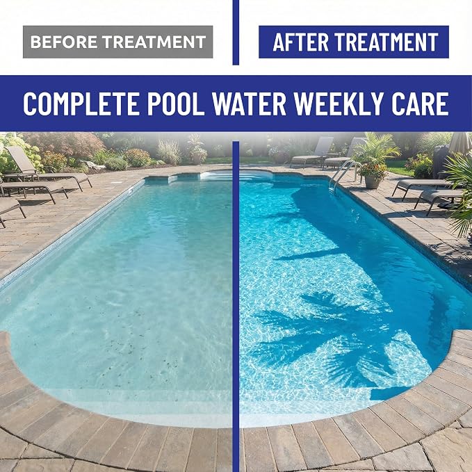 Weekly Pool Treatment with Phosphate Remover, Pool Clarifier and Pool Waterline Cleaner, Saltwater Safe, 3L - BubbyShine