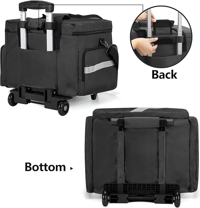 Trunab Rolling Medical Bag with Detachable Trolley, Nurse Rolling Bag with Removable Dividers 15.6” Laptop Sleeve, First Aid Responder Bag Empty for Home Health Nurses, Doctors, EMT, EMS