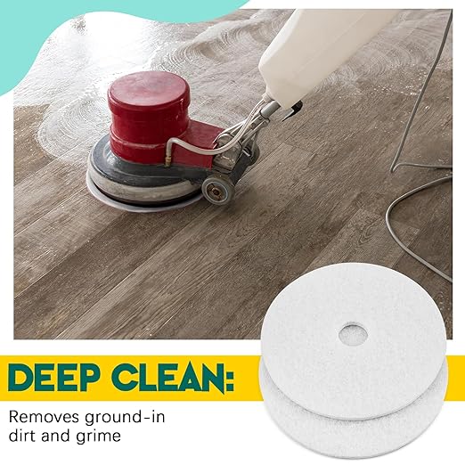 Teenyyou 2 Pcs 12" White Scrubbing Pads Commercial Cleaning Orbiter Pads-Maintenance Non Woven for Floor Buffer Machine