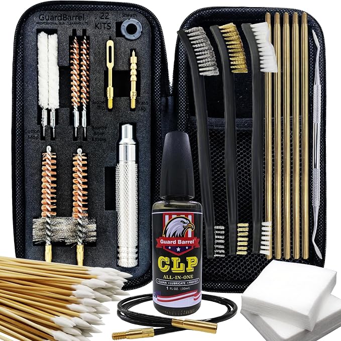 Gun Cleaning Kit for .22 .223Cal .22LR, 5.56 Cleaning kit with 30ml Gun Cleaning Oil, Gun Cleaning Snake, Cleaning Swabs, Bronze Bore Brush and Brass Jag Adapter with Portable Case