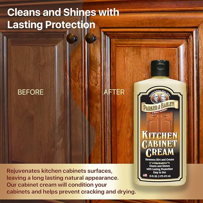 Parker & Bailey Kitchen Cleaning Kit – Granite & Stone Cleaner Spray, Cabinet Cream Wood Restorer, Cooktop Cleaner for Glass & Ceramic – Multi Surface Kitchen Care Bundle