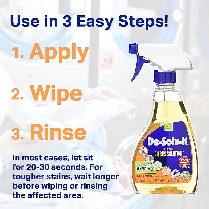 De-Solv-It Citrus Solution - Odor & Stain Remover for Cloth, Wood, Glass & More, 12.6-Ounce (6-Pack)