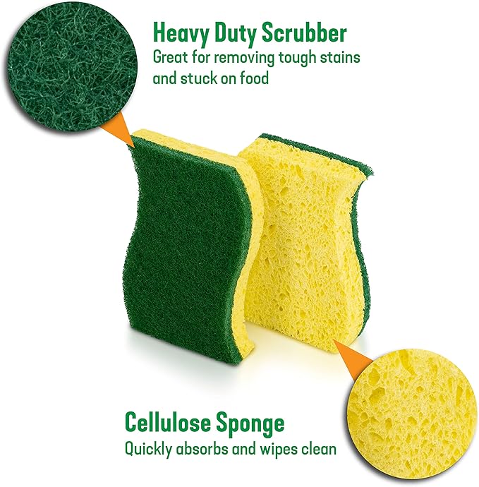 Pine-Sol Heavy Duty Scrub Sponges for Cleaning | Dual-Sided Dishwashing and Scouring Pad | Kitchen Supplies for Washing Dishes, Pots, Pans, 3 Pack