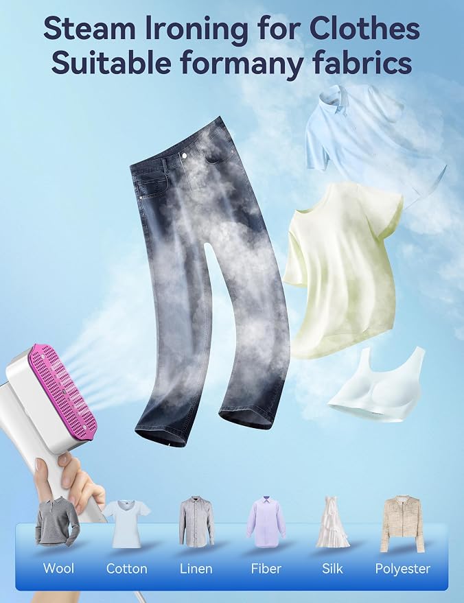 Sundu Steamer for Clothes,1200W Portable Travel Steamer&Iron 180ml White | Compact 15s heat-up, 180ml tank, 35min powerful steam, 4 Modes , includes gloves,Quick wrinkle removal for travel & home.