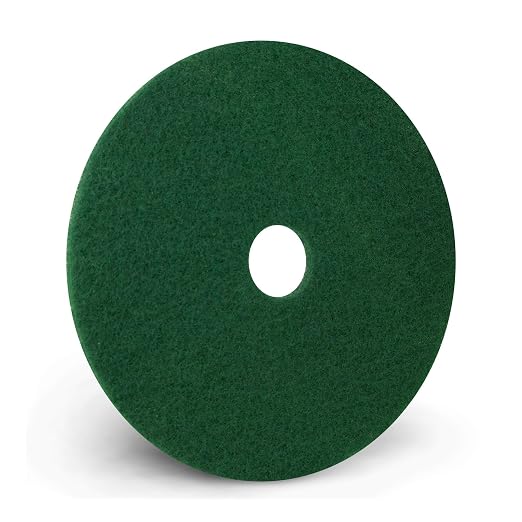 Americo Green Scrub Floor Pad, 19" Diameter, 3.25" Center Hole, 5 Pads/Case, Cleaning Pad for Hard Surfaces, Made of 100% Recycled Content, USA Made