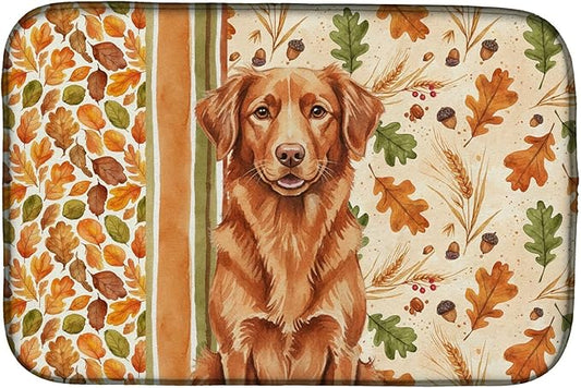 Caroline's Treasures Copper Nova Scotia Duck Tolling Retriever Heirloom Fall Dish Drying Mat Absorbent Dish Drying Mat Pad for Kitchen Counter Dish Drainer Mat for Countertop, 14 x 21", Multicolor