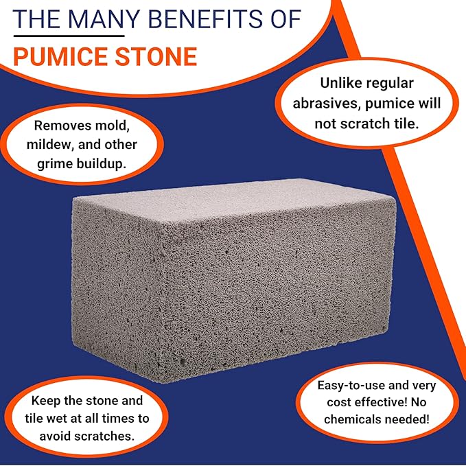 Pumie 1-Pack Pumice Stone for Pool Tile Cleaning - Calcium Remover for Tile & Plaster Stain - Cleaner for Calcium Build Up - Grout & Concrete Scouring - Pool Blok PB-12-5.75x2.87x2.87
