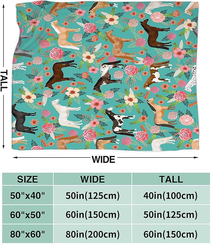 Tijuboni Horse Throw Blanket Horse Gifts for Girls Boys Women Men Kids Adults Soft Flannel Fleece Blanket for Couch Sofa Bed Home Decor 60"x80"