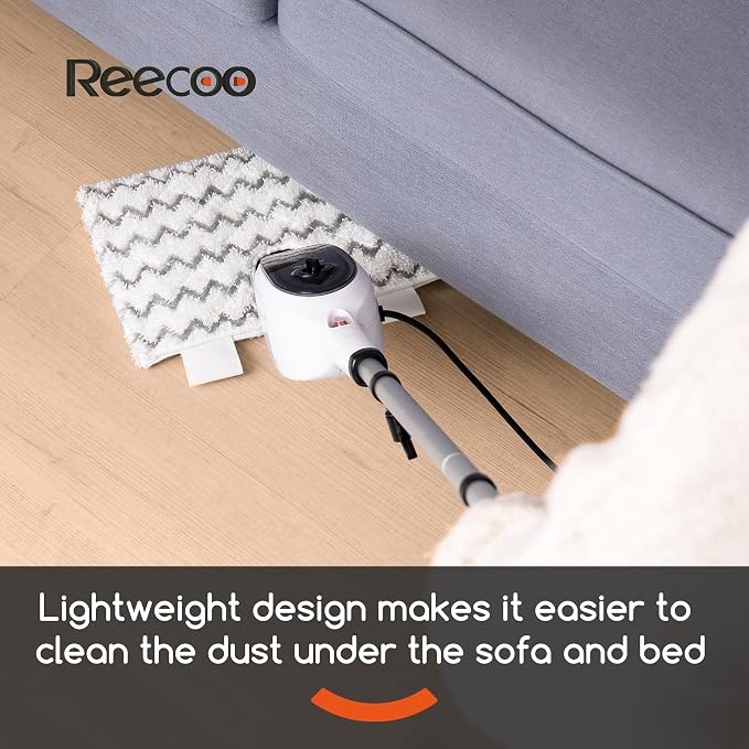 REECOO Steam Mop with Attachments/Pad 2PCS,Unique Double-Sided Flip Design - 260°F/126°C High Temperature Deep Cleaning, Floor Steamer for Kitchen, Living Room Wood Floor Tile Cleaning