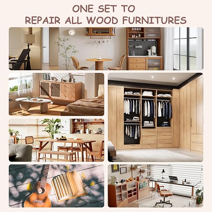 SEISSO Wood Furniture Repair Kit, 12 Colors Wood Fillers, 8 Colors Touch Up Markers&Wax Sticks, Wood Putty with Beeswax, Wood Repairing Kit of Stains, Scratches, Holes, Cracks(36 PCs)