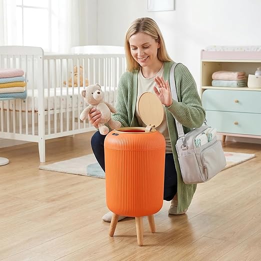 Pukomc Smart Sensor Wastebasket, Convenient and Hygienic Easy to Use, Technology Sensor Waterproof Wastebasket Plastic Trash can for Kitchen, Bathroom, Bedroom, Living Room, Office and Outdoor Orange