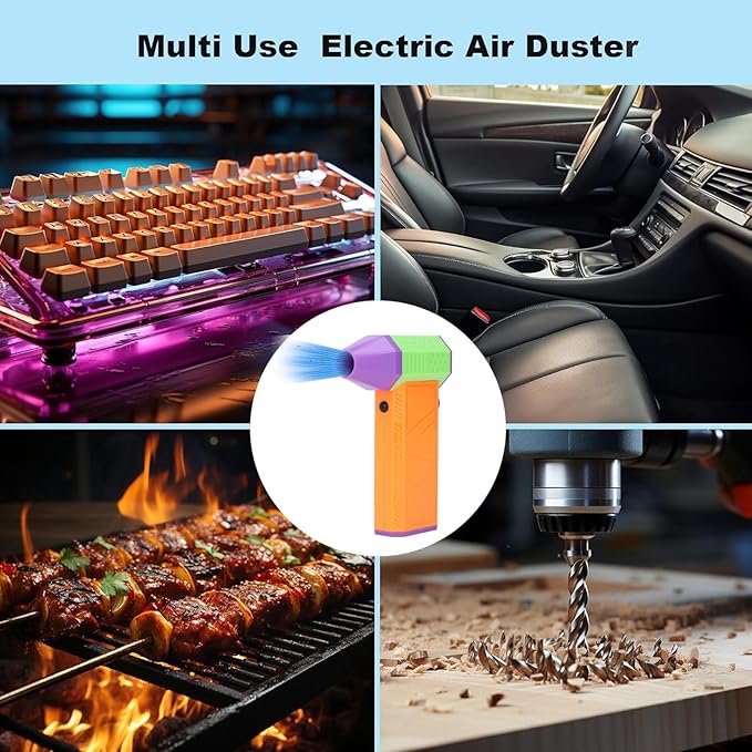 Handheld Air Blower Cordless Electric Duster Rechargeable High Speed Stepless Speed Adjustment Type C Fast Charging for Car Computer Keyboard Cleaning