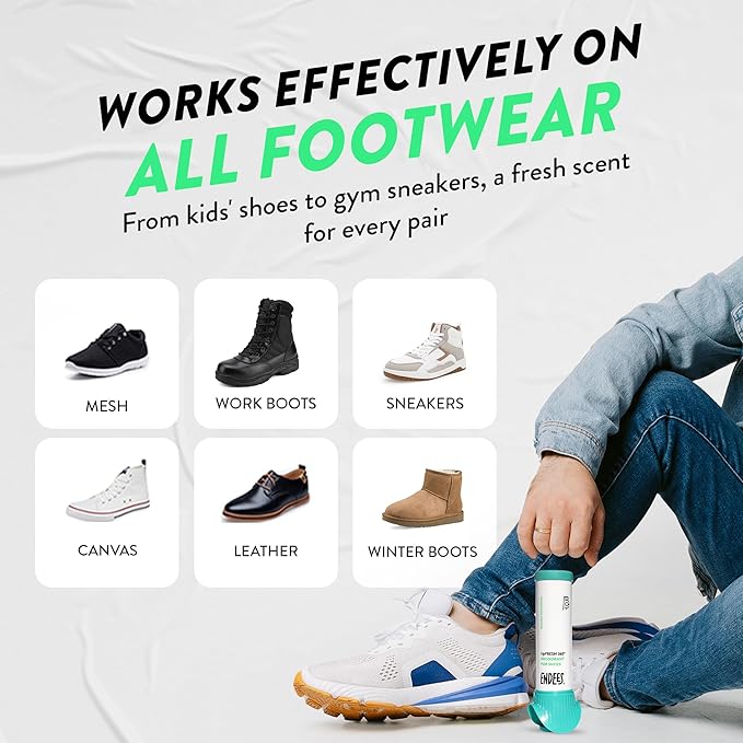 Endees UpFresh 360° Shoe Deodorizer Spray – 3 x 3.38 Fl Ozl I Foot Odor Eliminator Shoe Spray for Smelly Shoes, Feet, Sneakers, Boots, and Gym Bags, Stinky Smell Elimination Deodorant, Travel Size