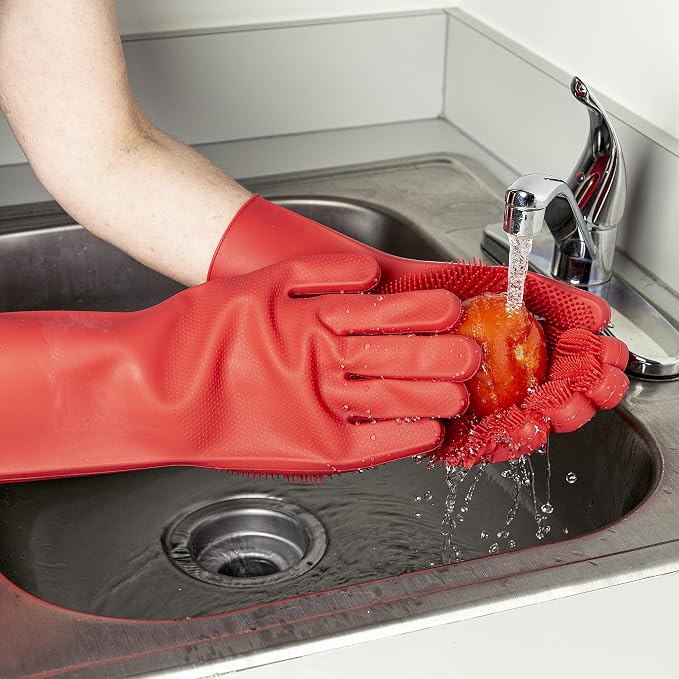 Goodful Silicone Kitchen Rubber Gloves, Oversized, Reusable, Waterproof