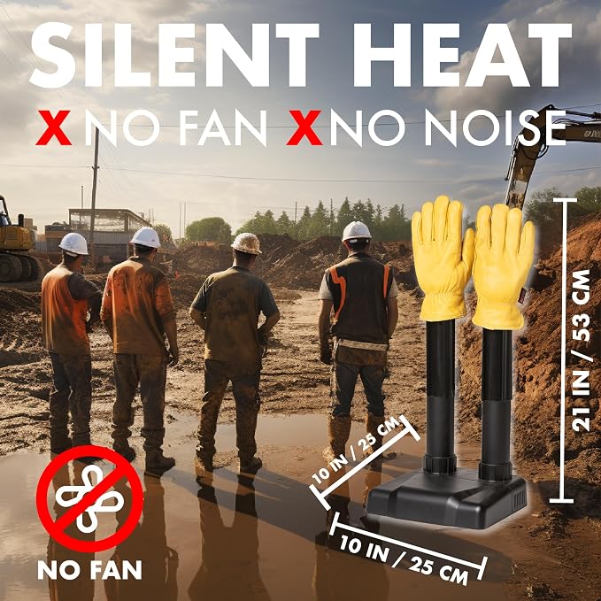 Silent Boot Dryer - With Glove Attachments - Fanless Convection Dry - Helps Reduce Odor