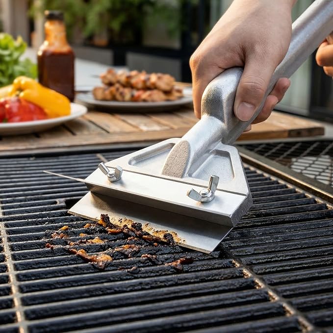 Restaurantware Met Lux 16 x 6 x 4 Inch Griddle Scraper 1 Commercial Flat Top Griddle Scraper - With Splash Gaurd Knob Aluminum Heavy-Duty Griddle Scrapper For Restaurant Or Home Use