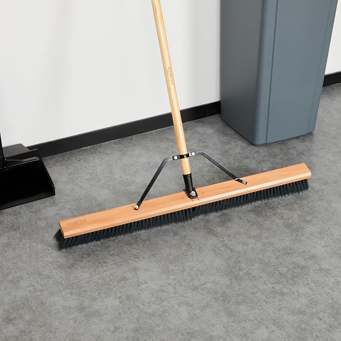 Restaurantware-BROOM HEAD ONLY: Clean Tek Professional 36-Inch Broom Head, 1 Heavy-Duty Push Cleaning Tool - Handle And Brace Sold Separately, Medium Plastic Bristles, Wooden, Commercial Use